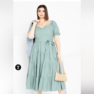 City Chic puff sleeve seafoam maxi dresss sz. 16(smalll City Chic sizing)